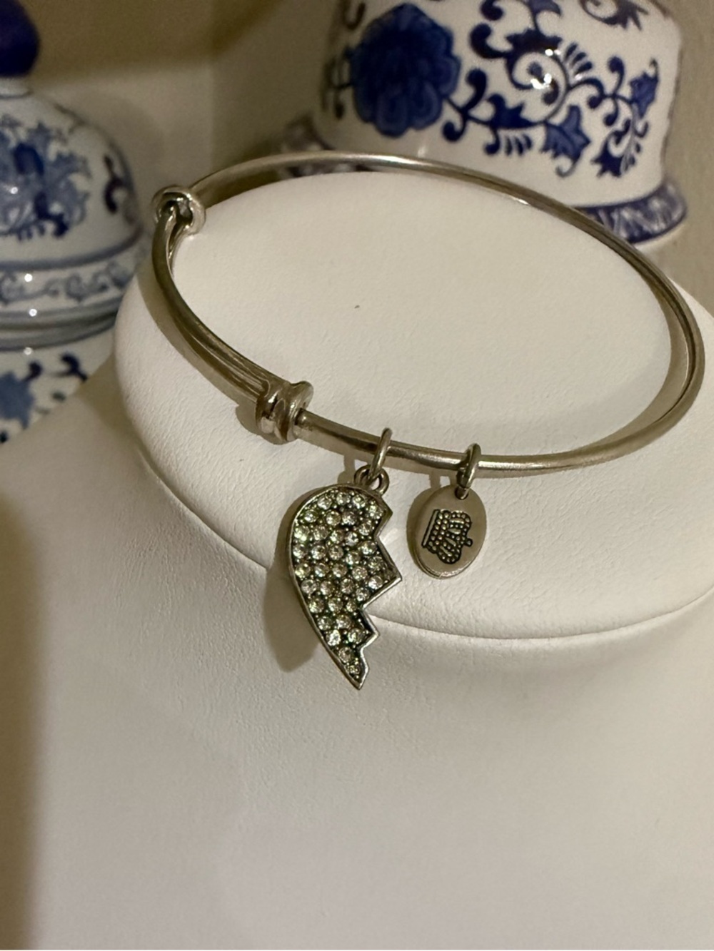 Juicy Couture Silver Toned Half/Broken Heart Bangle